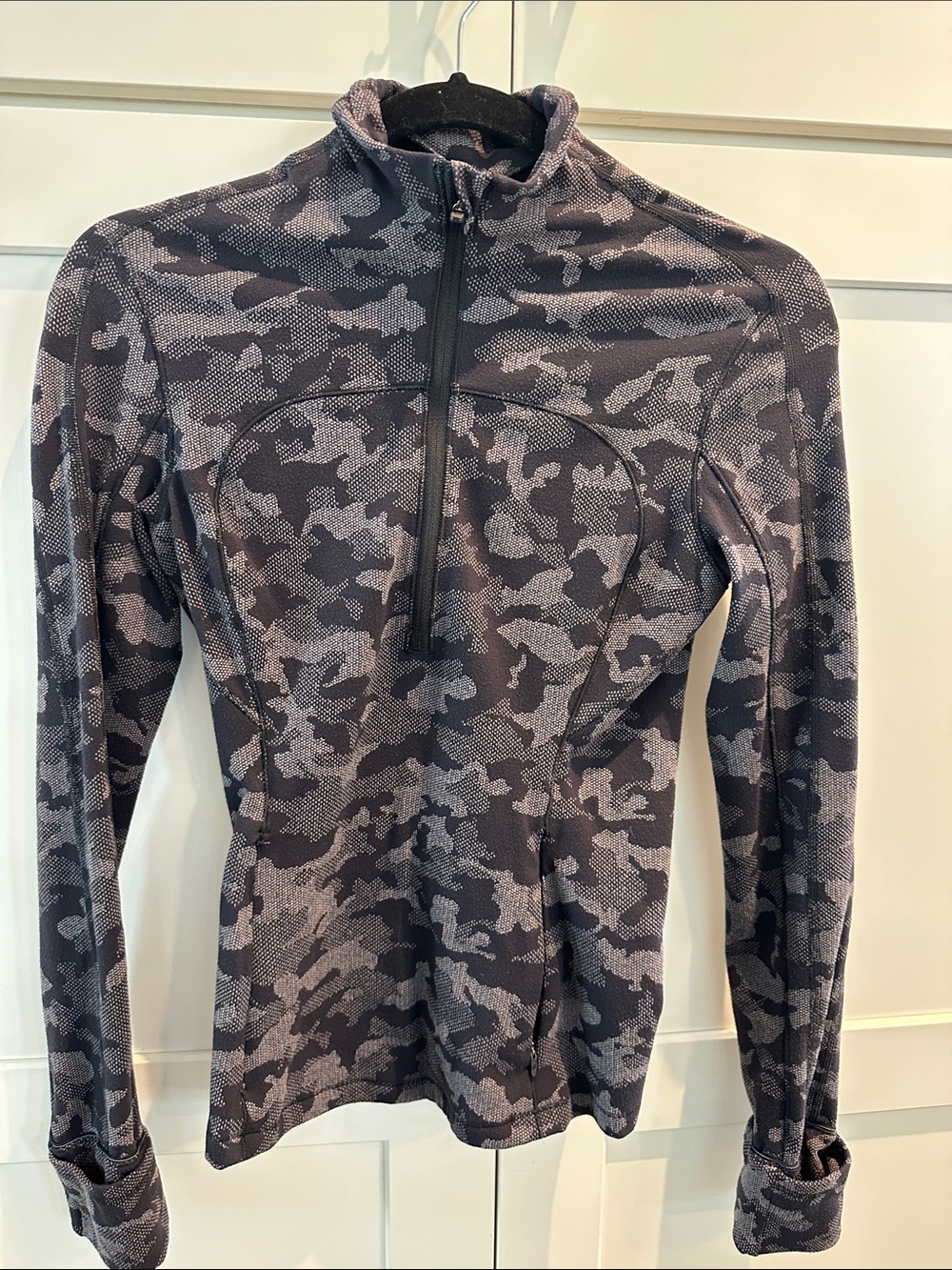 lululemon athletica Black and Gray Camo Half-Zip top